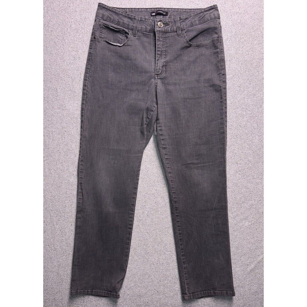 Lee Classic Fit Women's Gray Straight Leg Jeans - Size 14 Short